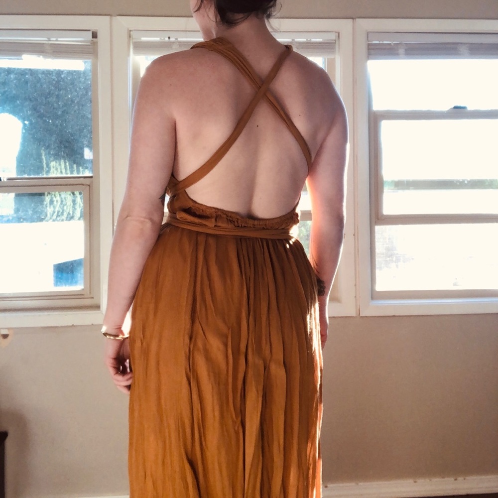 Gold maxi free people goddess dress